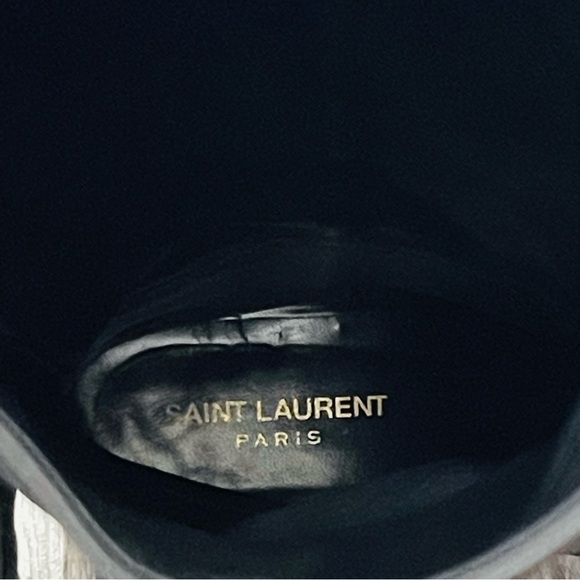 Saint Laurent Dana Black Leather Fringe Studded Knee High Boots Size 35 $1890 - Picture 14 of 15